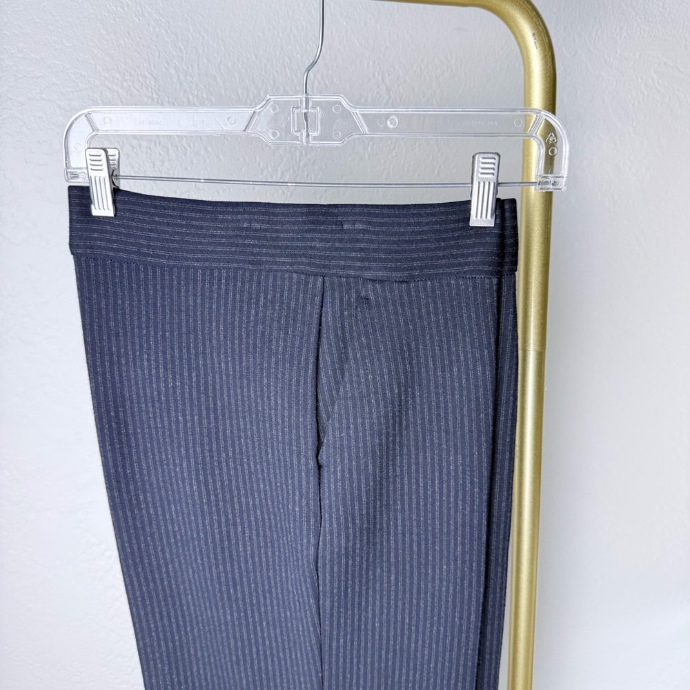 Theory Talbert Fairfield Knit Wide Leg Pinstripe Trousers Navy Blue Size M